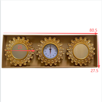 Ensemble de 3 miroirs muraux ronds vintage sculptés, avec cadre en métal antique, pour la décoration de la maison, du salon ou comme décoration murale.