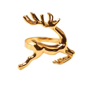 E07496 Factory Supply Christmas Napkin Ring Metal Christmas Tree Circle Deer Wreath Napkin Ring for Napkin Holder