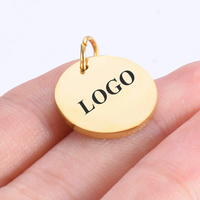 Vente en gros de pendentifs gravables au laser, polis miroir, 6-30 mm, or, argent, or rose, composants de bijoux 18 carats