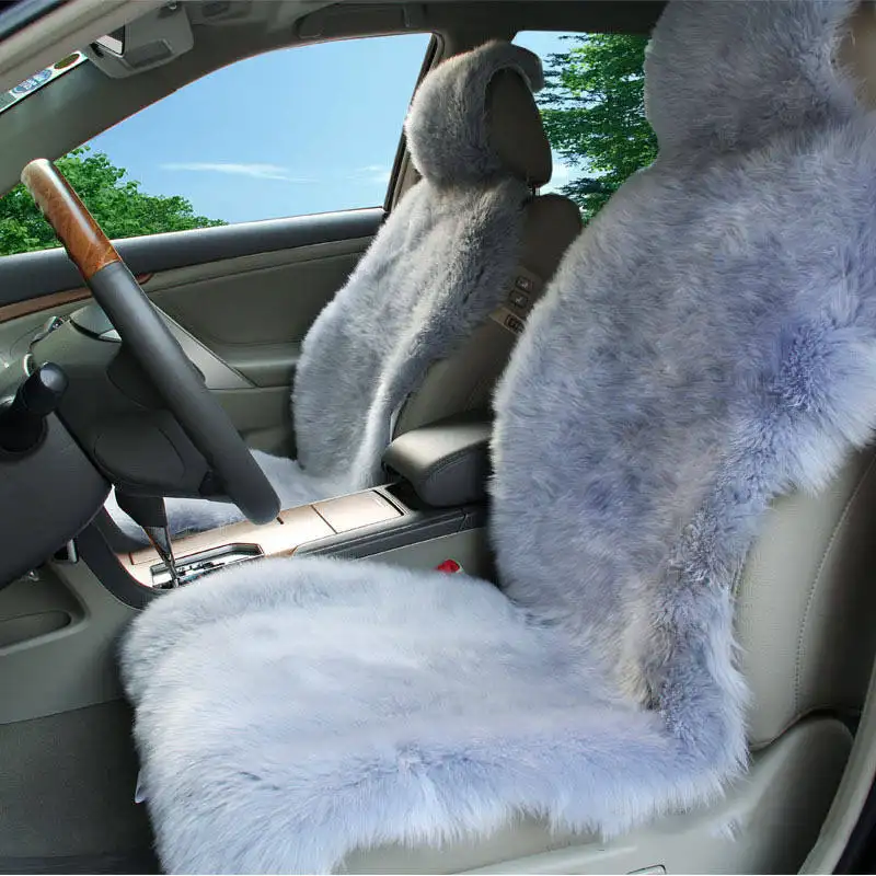 Custom new design luxury car seat cover set heep skin fur Front car cushion seat fluffy plush sheepskin wool car seat covers