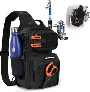 Sac à dos de pêche gratuit avec porte-cannes, équipement de pêche résistant à l'eau en Oxford 900D, sac de rangement pour matériel de pêche de grande capacité 42L - Product Image 3