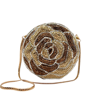 Vente chaude De Luxe Fond Plat Forme De Fleur Tout Diamant Étincelant Perlé Strass Dames De Mariage Soirée Cadeau Pack