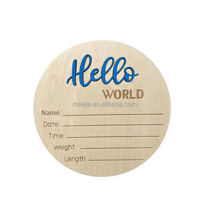 출생 발표 사인 나무 안녕하세요 세계 신생아 사인 새로운 아기 이름 환영 카드 신생아 발표 보드 - Product Image 5