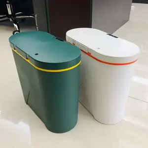 Bidone della spazzatura senza contatto del bidone della spazzatura del sensore da 14 litri del bagno della toilette della cucina verde bianco