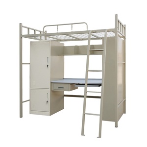 Lit superposé en métal moderne pour étudiants avec bureau et armoire en acier - Product Image 1