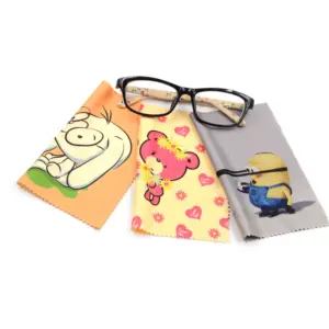 Custom size HD transfer printing logo printed suede microfiber fabric glasses lens cleaning cloth