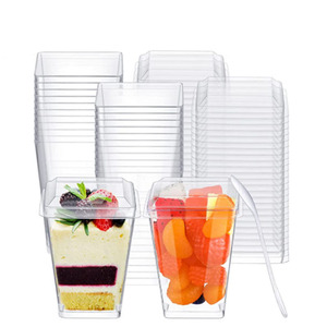 <span class=keywords><strong>NH</strong></span> Prix d'usine Tasses froides en plastique transparent PS personnalisées Bol à yaourt et à salade de fruits Tasses à dessert avec couvercles - Product Image 3