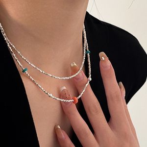 S925 Pure <b>Silver</b> Beaded Necklace Women Minimalist Layered <b>Choker</b> Everyday Wear Fine Jewelry - Product Image 4