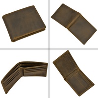 Dompet Kulit Sapi Asli Pria, Dompet Pendek Kulit Sapi, Tempat Kartu, Khorse Pendek, Kulit Kuda Gila Sederhana, Cokelat