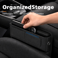 Organisateur universel en cuir pour l'espace entre les sièges de voiture, double poche en cuir PVC, rangement multi-emplacements pour téléphone, câble, carte