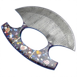 Handmade Damascus Chef Ulu <b>Knives</b> with Curved Blade Eco-Friendly <b>Bone</b> <b>Handle</b> & Leather Sheath Fixed blade Ulu Knifes - Product Image 5