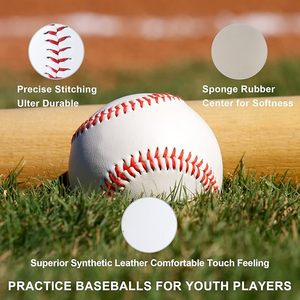 Palle da allenamento da baseball Rarapop resistenti per mancini, ufficiali da 9 pollici, rivestite in pelle, con mazza in PVC per pratica di lancio e battuta - Product Image 5