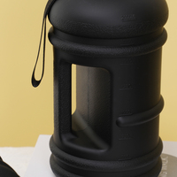 Bouteille d'eau de 2,2 L grande capacité, sans BPA, anti-fuite, écologique, demi-gallon, personnalisée noir mat pour le fitness, la gym, le camping, les adultes