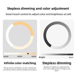 <span class=keywords><strong>Miroir</strong></span> décoratif <span class=keywords><strong>mural</strong></span> circulaire en alliage d'aluminium <span class=keywords><strong>doré</strong></span> à éclairage arrière tactile unique - Product Image 6