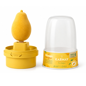 KARMAY Mango Ice Cream Container Yellow Cylinder Clear Dome <b>Lid</b> Recyclable Packaging Food Storage <b>Box</b> - Product Image 1