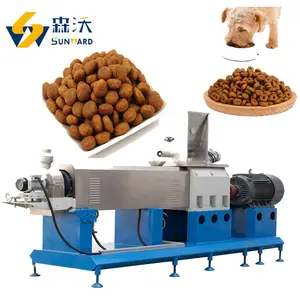 Auto 200-250 kg/h middle capacity dried pet food machine used pet extrusion for animal food processing plant