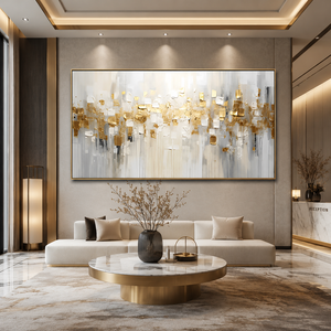Dipinto Astratto Dorato <span class=keywords><strong>su</strong></span> <span class=keywords><strong>Tela</strong></span>, Arte da Parete Materica, Dipinto con Foglia d'Oro, Decorazione Murale Boho, Grande <span class=keywords><strong>Quadro</strong></span> <span class=keywords><strong>Moderno</strong></span> e Luminoso per Hotel - Product Image 1