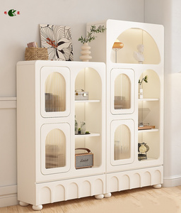 Customized French <strong>Cream</strong> Style <strong>Bookcase</strong> with Luxurious High-End Glass Door - Product Image 2