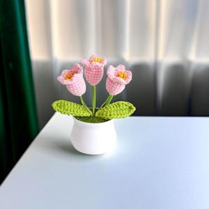 Decoración del hogar, macetas falsas <span class=keywords><strong>hechas</strong></span> a mano, plantas, <span class=keywords><strong>flores</strong></span> tejidas artificiales, <span class=keywords><strong>hilo</strong></span> <span class=keywords><strong>de</strong></span> <span class=keywords><strong>lana</strong></span> eterno simulado, flor <span class=keywords><strong>de</strong></span> punto - Product Image 5