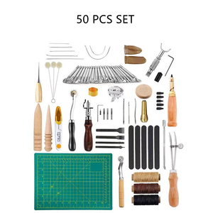 Outils pratiques en cuir <span class=keywords><strong>50</strong></span> pièces <span class=keywords><strong>Kit</strong></span> de couture artisanal complet <span class=keywords><strong>Kit</strong></span> d'artisanat professionnel pour la reliure couture travail du cuir - Product Image 2