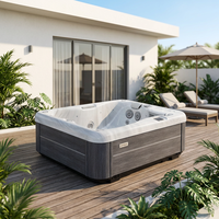 Bain à remous carré moderne autoportant avec transat, baignoires spa et fonction de massage
