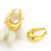 Boucles d'oreilles créoles ovales évidées en U, élégantes et personnalisées, en acier inoxydable anti-ternissement, tendance et minimalistes, unisexe, vente en gros