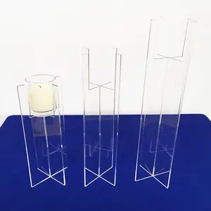 Detachable Acrylic Candle Holders Acrylic Candlestick Laser Cut Candelabra Centerpiece Portable Desktop Acrylic Candle Stand