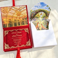Boîte d'invitation de mariage en velours, thème Jardin de contes de fées, avec enveloppe, suite de cartes d'invitation personnalisées en acrylique avec dorure à chaud