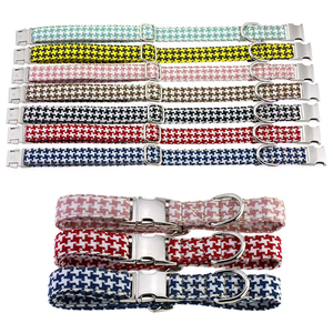 Conjunto de Correa y <span class=keywords><strong>Collar</strong></span> Ajustable y Duradero de Algodón y Lino de Lujo con Diseño de Pata de Gallo, Accesorios para Mascotas para Perros Pequeños, Gatos y Cachorros - Product Image 2