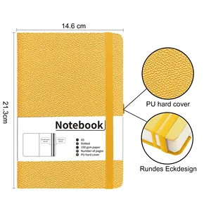 Carnet ligné A5, 360 pages, couverture en PU, papier premium 100 g/m², lignage collège, pour hommes et femmes, usage scolaire et professionnel - Product Image 1