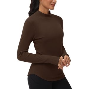 FOXA Fleece Mock Turtleneck Pullover Long Sleeve Base Layer Women's Workout <b>Top</b> Moisture Wicking - Product Image 2