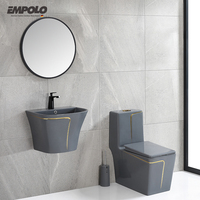 Ensemble WC et lavabo monobloc en céramique pour salle de bain d'hôtel, pour sanitaires modernes, avec chasse d'eau double à cyclone, S-trap et P-trap