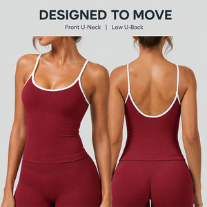 Débardeur de sport pour femme, très extensible, avec bordure contrastante, soutien de la poitrine, dos échancré, respirant, pour le yoga, la course et le fitness - Product Image 4