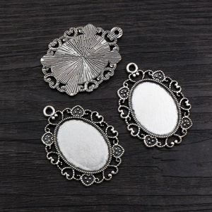 Bases para colgantes de flor de 18x25mm, aptas para cabujones ovalados de 18x25mm, base en blanco para engaste, suministros para fabricación de joyas y collares DIY - Product Image 2