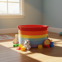 Panier de rangement rond en corde de coton tressée de 65 L au design moderne et écologique pour une utilisation polyvalente, organisation domestique, avec poignées, marque B&L