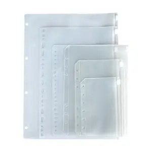 Factory Wholesale A6 6 Holes PVC Clear Money Envelope Plastic Zipper Bags Binder Insert Pocket Planner Zipper Pouches