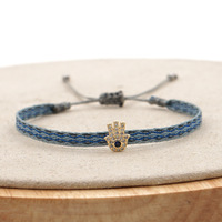 Corde à main de Style bohème Simple tissé avec motif rétro de la cour espagnole avec Bracelet Micro-incrusté pour femmes, cadeau de bijoux