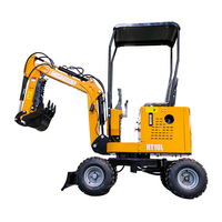 Mini-excavatrice sur roues HT10W, divers coloris, mini-excavatrice compacte d'une tonne, vente chaude HT10W