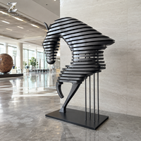 Sculpture moderne de tête de cheval en acier inoxydable, statue d'animal en métal noir sur mesure, décoration artistique pour hôtel, hall d'entrée, bureau, fabricant