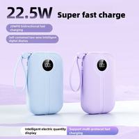 Batterie externe portable de voyage 20000mAh avec LOGO personnalisé Câbles intégrés PD22.5W Chargeur d'affichage LED à charge rapide pour téléphone