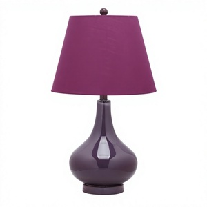 Lámpara de Mesa de Vidrio Morado para Sala de Estar con Pantalla Blanca Decorativa para Sala de Estar, Dormitorio, Casa, Mesita de Noche - Product Image 1