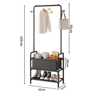 Perchero con cesta de almacenamiento, tendedero de pie, organizador minimalista para dormitorio, soporte móvil rectangular para ropa del hogar - Product Image 5
