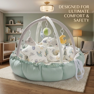 Innovador Tapete <span class=keywords><strong>de</strong></span> Juego 2 en 1 Color Verde Salvia, Plegable y Fácil <span class=keywords><strong>de</strong></span> Transportar, con Arcos Desmontables y Diseños Celestiales - Product Image 2