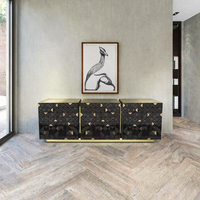 ZYCY ZYCY-A11XY Buffet de salle à manger haut de gamme en bois massif et acier inoxydable, design moderne pour villa, capacité de rangement de plus de 1,5 m