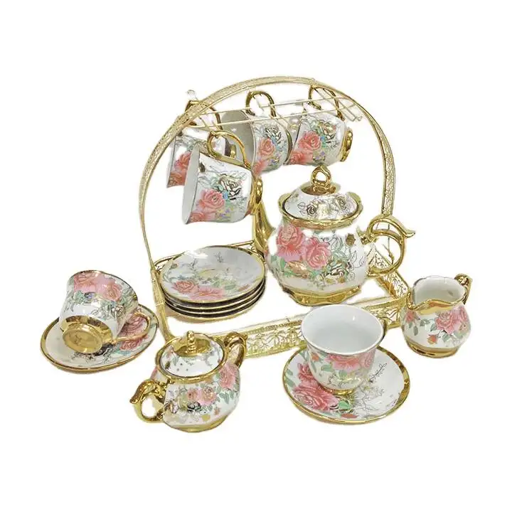 15 Stks/set Delicate Koffiekoppen Europese Vintage Thee Cup Waterkoker Schotel Set