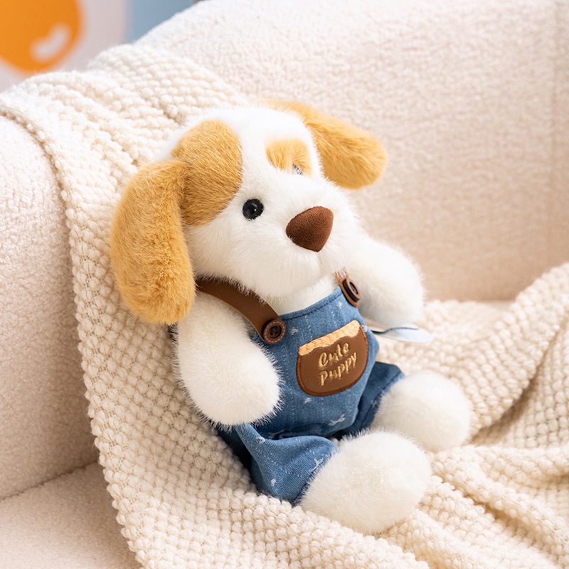 dog plush toy gray white