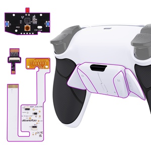 EXtremeRate Rubberized White Black- White Back Button Attachment Back <b>Paddle</b> RISE4 V3 Remap Kit for PS5 <b>Controller</b> - Product Image 1