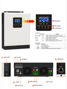 Convertisseur solaire hors réseau ISolar-SMH-3K <span class=keywords><strong>3KVA</strong></span> 2400W <span class=keywords><strong>24Vdc</strong></span> avec chargeur solaire MPPT 40A et chargeur AC 20-30A pour système énergétique - Product Image 4