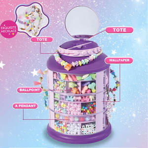 Boîte de rangement multicouche arc-en-ciel créative pour filles, ensemble de jouets de fabrication de bijoux avec accessoire de perles, cadeaux de Noël pour filles - Product Image 5