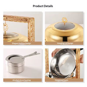 TIANXING Fournitures de banquet pour restaurants, Réchaud de buffet de luxe alimenté au combustible <span class=keywords><strong>en</strong></span> acier inoxydable, type arabe - Product Image 5